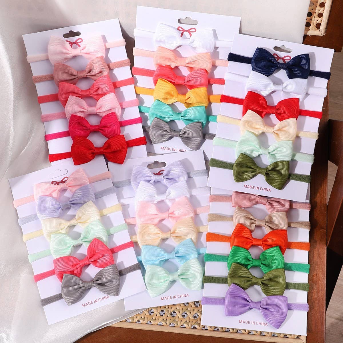 Kids Bow Headband Set ? Elastic Nylon No Marks