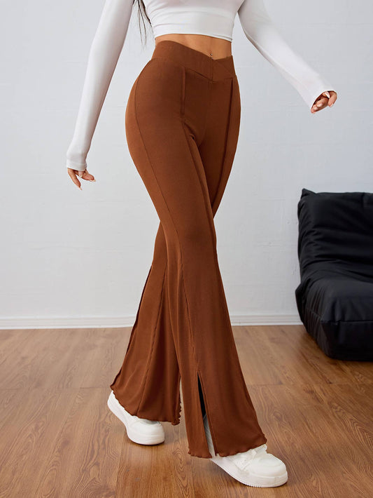 CASUAL ELASTIC-WAIST SLIMMING WIDE-LEG PANTS