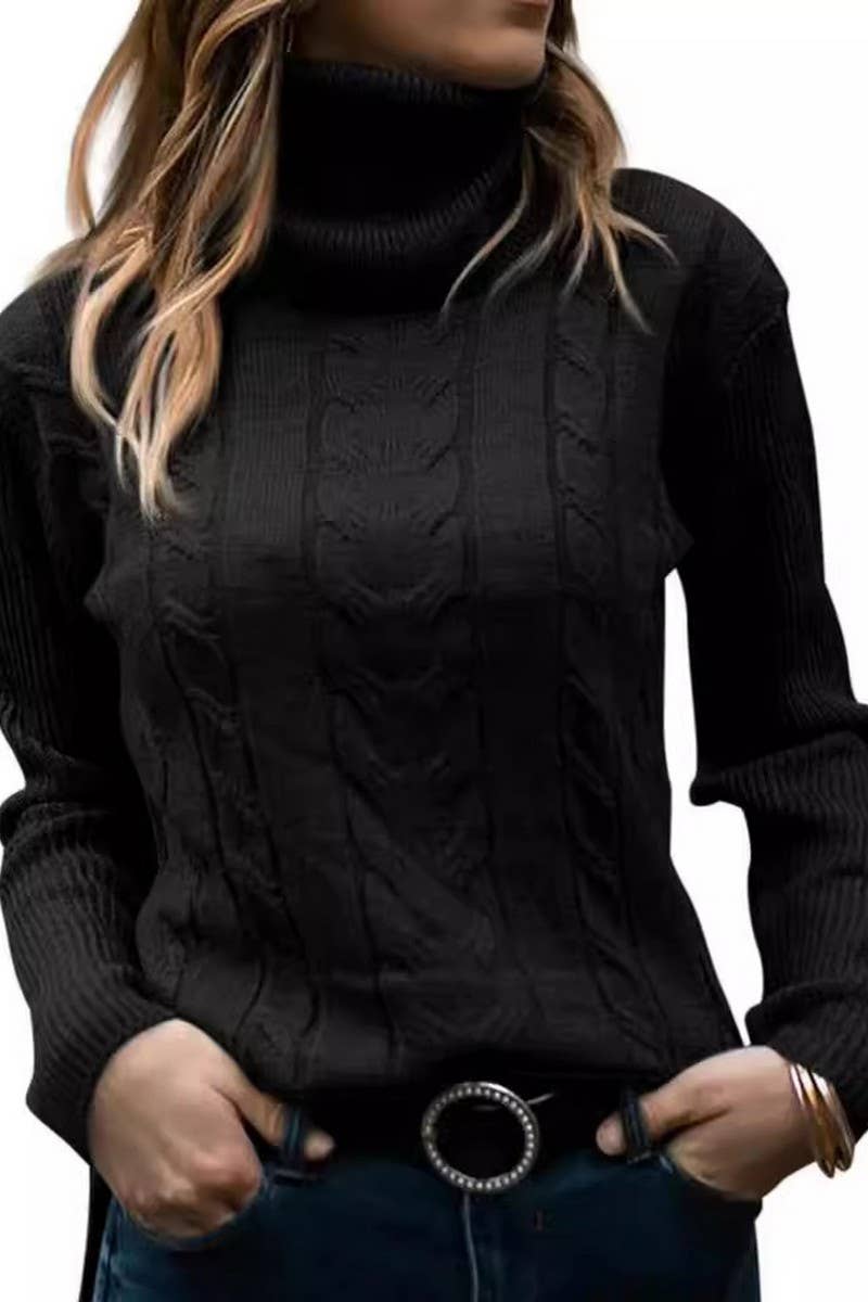 CWOSWL3400_SOLID COLOR HIGH COLLAR LONG SLEEVE KNIT TOP