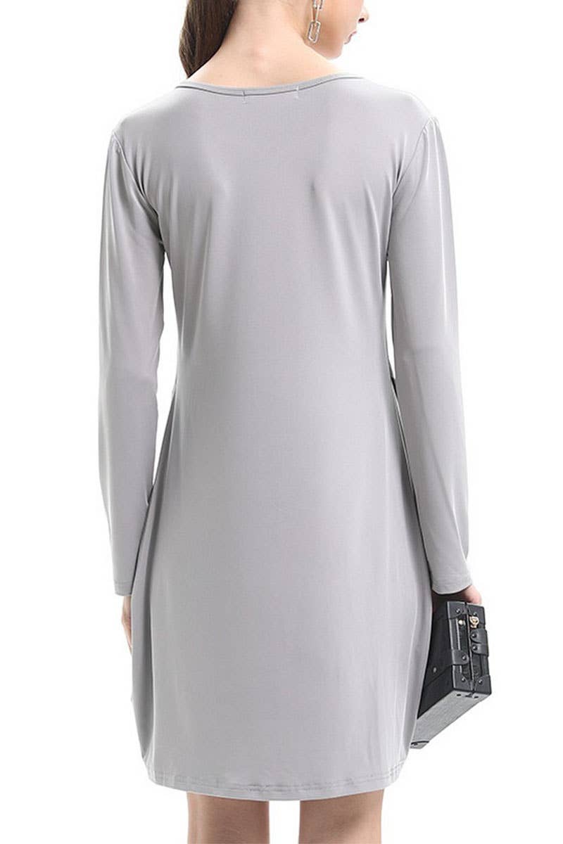 Crew-neck skirt Fashion long-sleeved dress