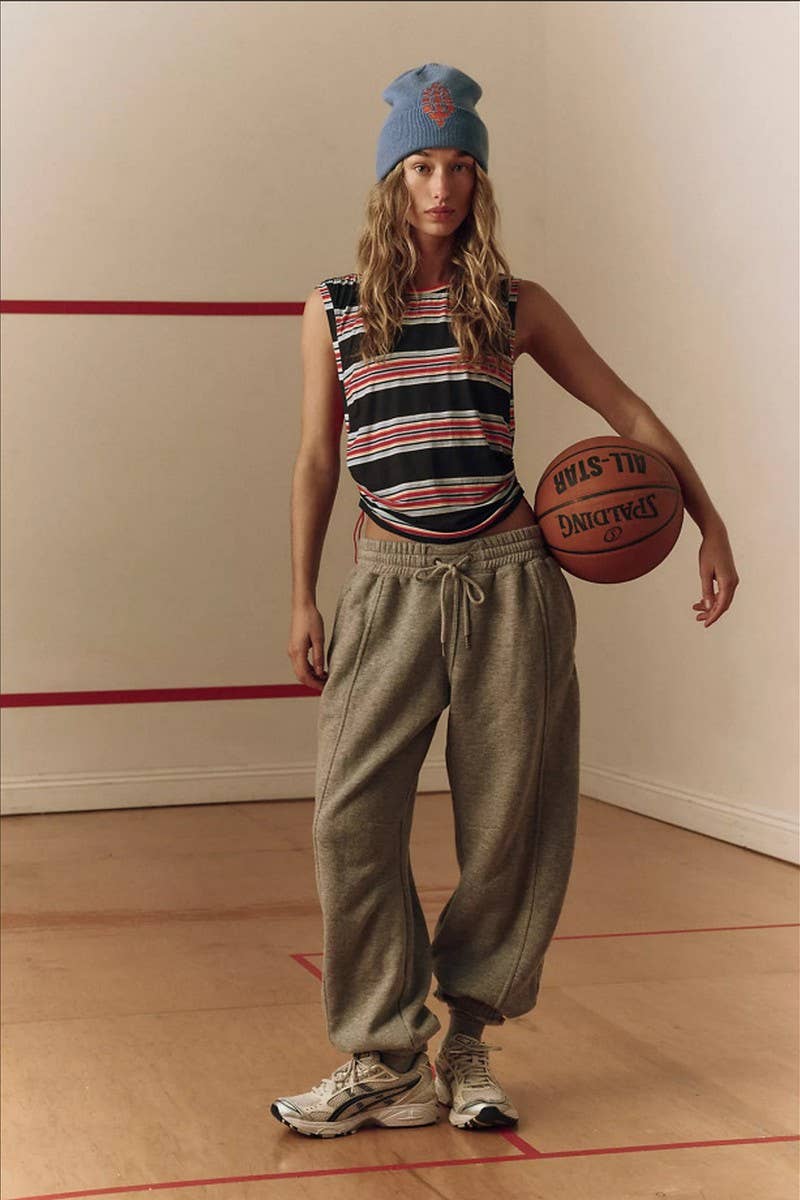 CWTBLS2221_STRIPED KNIT PRINT LOOSE SLEEVELESS SPORTS TANK