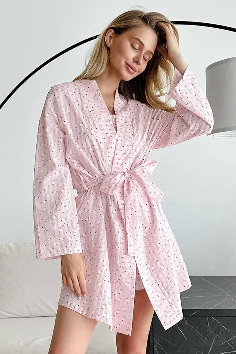 CWSPJ0222_PRINTED PAJAMAS HOME WEAR THREE PIECE SET