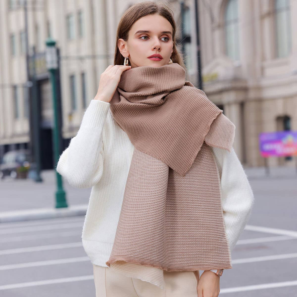 Double-Sided Crinkle Scarf - Elegant Winter Wrap