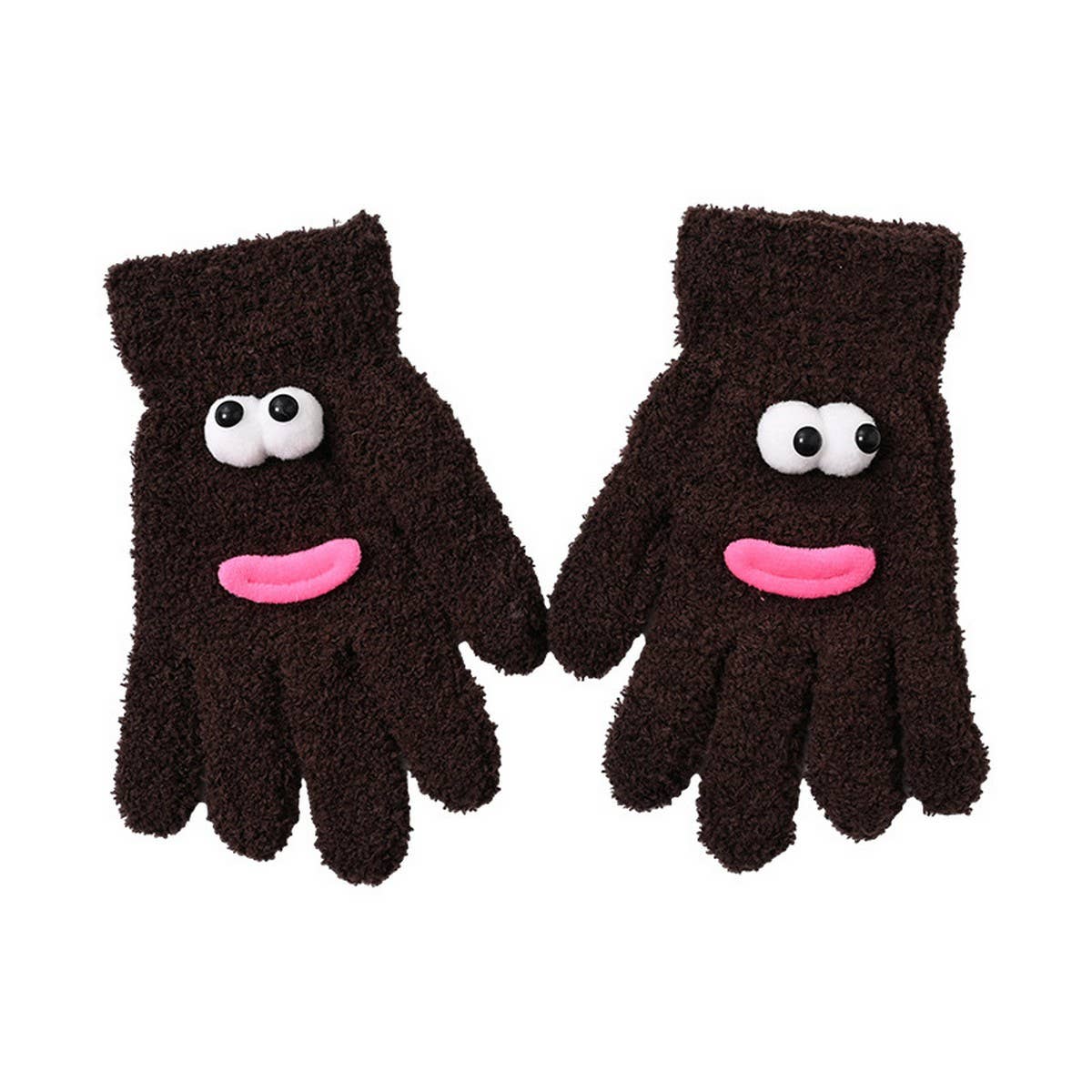 CWAG0283_CORAL FLEECE CARTOON KNITTED WOMEN'S GLOVES