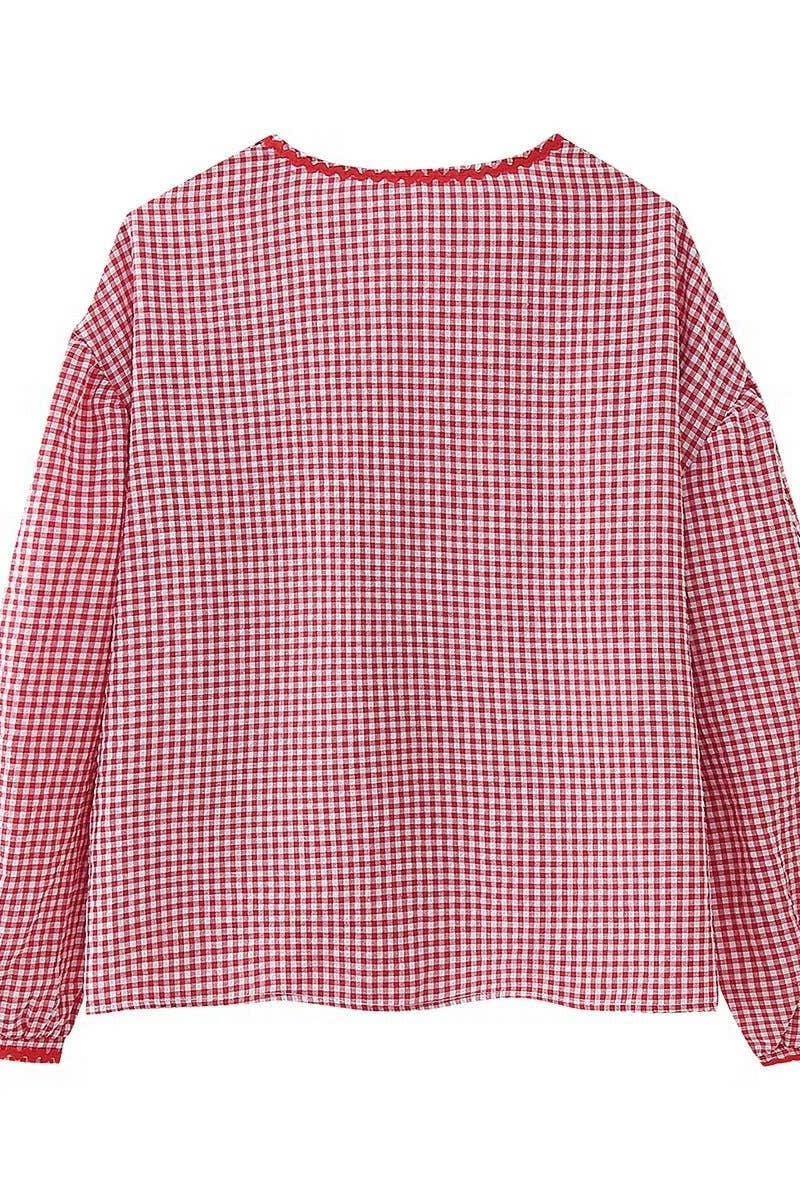 CWOCO0901_AUTUMN V-NECK LONG SLEEVE SHIRT WITH LOVE POCKET