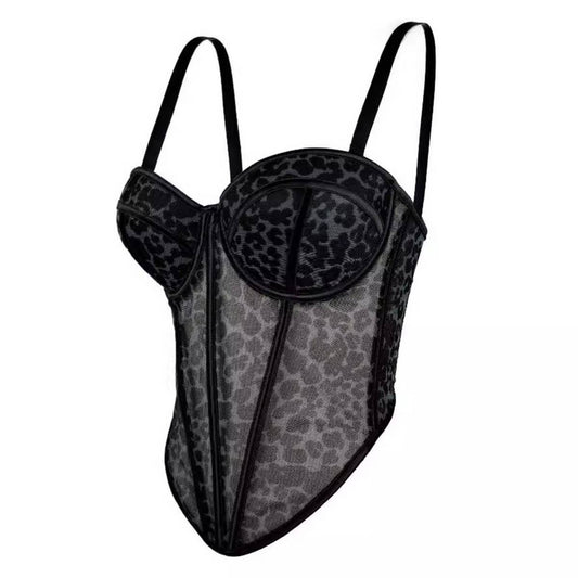SEXY LEOPARD DOT PATTERN HERRINGBONE BRA