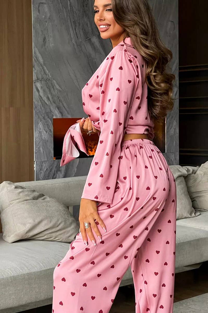 CWSPJ0067_LOVE PRINTED LONG-SLEEVED SHIRT LOUNGEWEAR SET