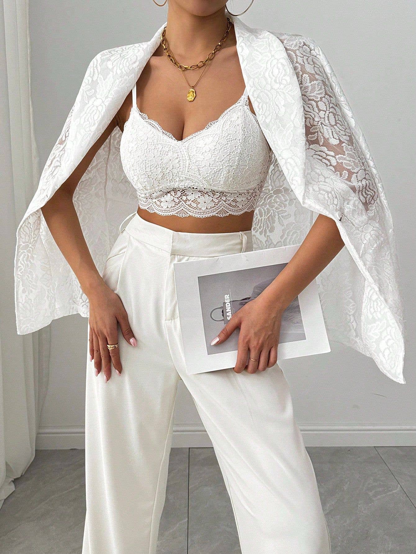 Fashionable lace embroidered casual suit jacket