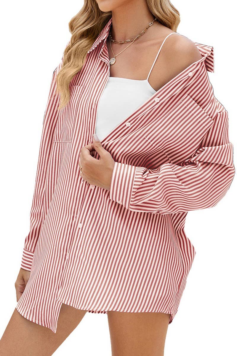 CWTSTL1303_OVERSIZE BF STYLE STRIPED LOOSE LONG-SLEEVED SHIR