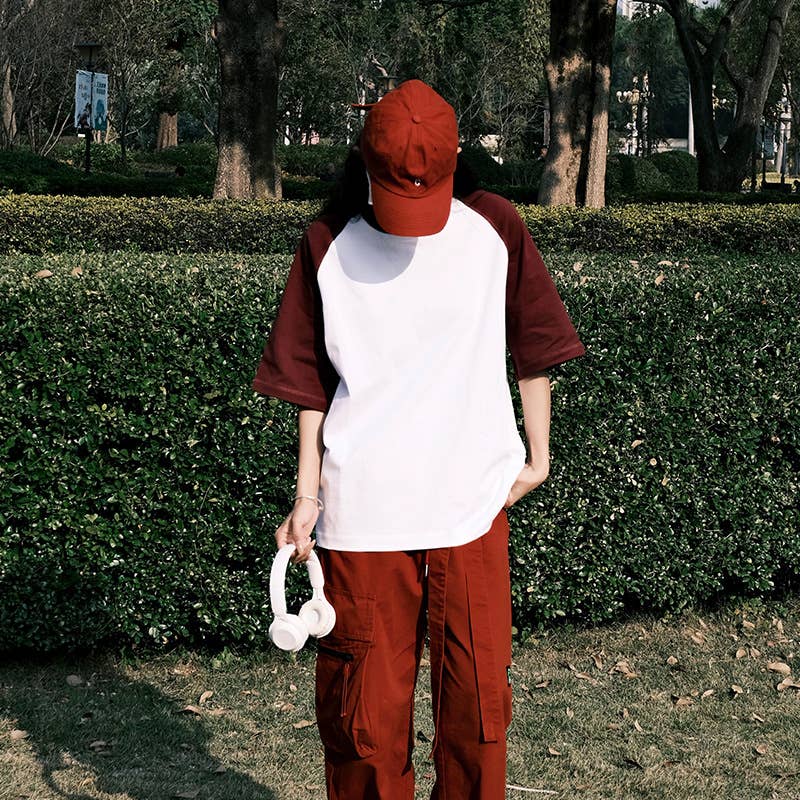 CWTTS0929_COLOR CONTRASTING CASUAL UNISEX T SHIRT