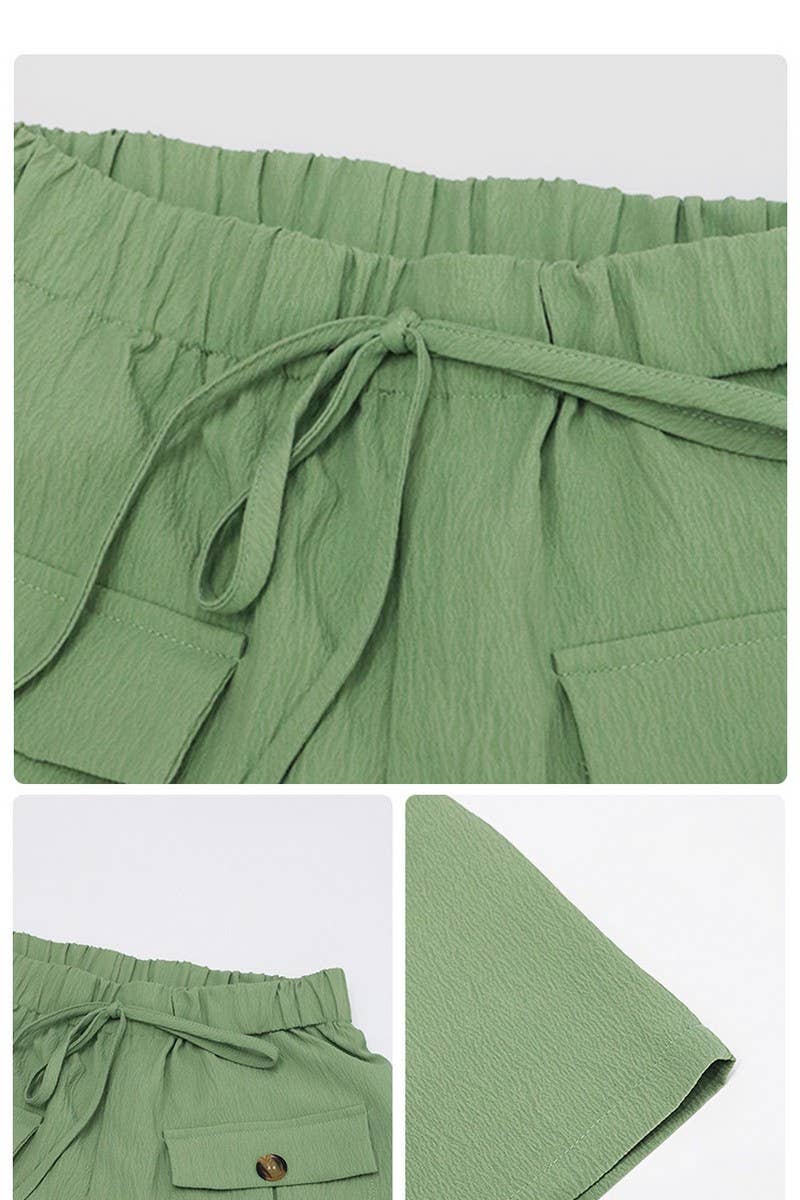 CWBSP0311_DOUBLE POCKET ELASTIC WAIST SHORTS
