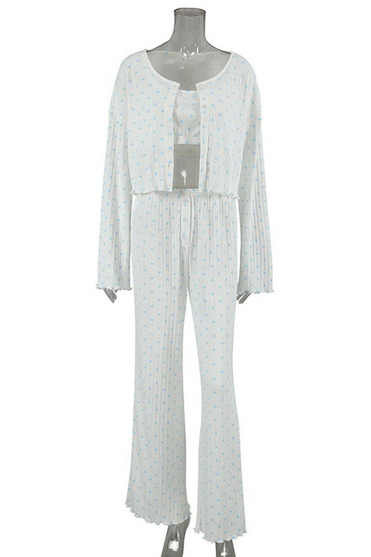 CWSPJ00525_KNIT HEART PAJAMA SET WOMEN 3 PIECE LOUNGEWEAR