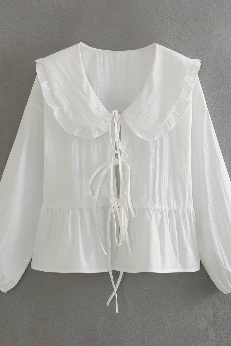 CWTBLL00714_PETER PAN COLLAR LACE LONG SLEEVE SHIRT