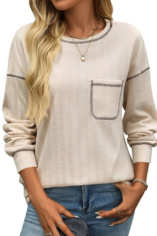 CWOSWL6851_SOLID COLOR ROUND NECK CASUAL LOOSE T-SHIRT