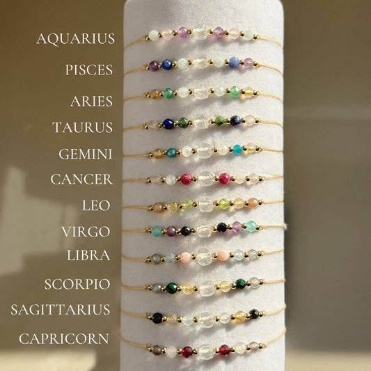 NATURAL STONE COMBINATION ZODIAC BEADED BRACELET_CWAB4627