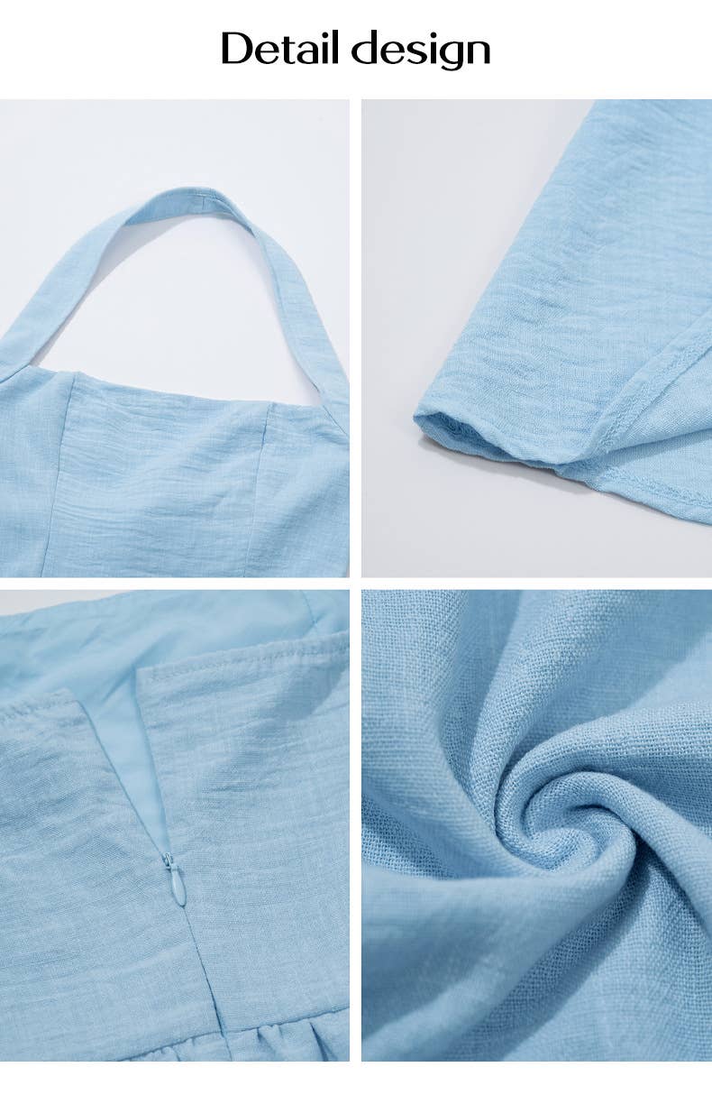 Casual high-waisted sleeveless halter dress