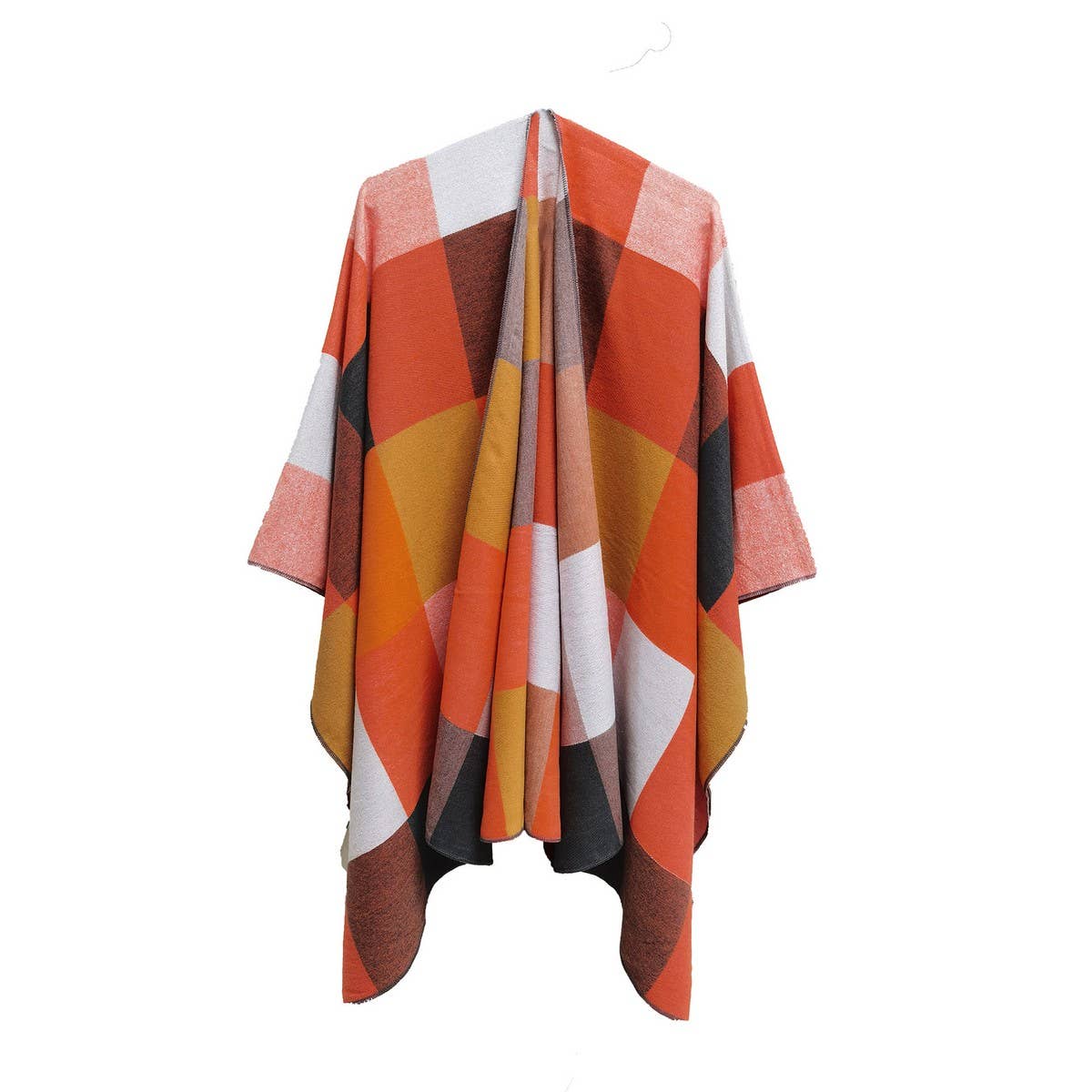 WOMEN COLOR PLAID TASSELS SPLIT WARM SHAWL
