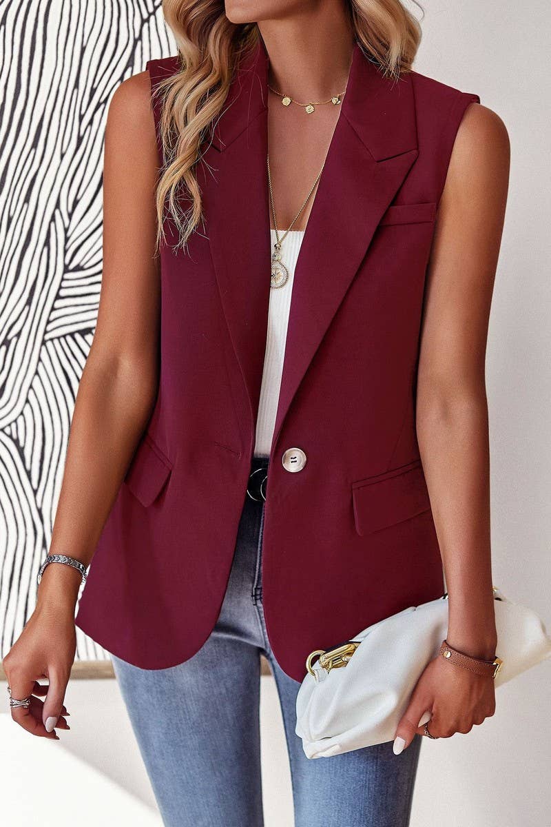 CWOCASL0041_LOOSE AND ELEGANT COMMUTING SLEEVELESS SUIT VEST