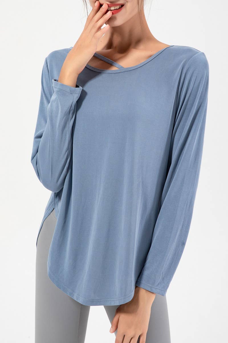 CWTBLL2941_LOOSE LONG SLEEVE YOGA WEAR FITNESS COVER UP