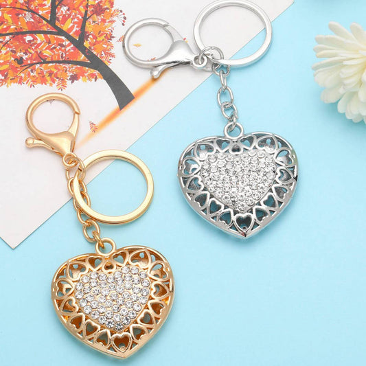 HEART SHAPED DIAMOND KEYCHAIN SPARKLES WITH LIGHT