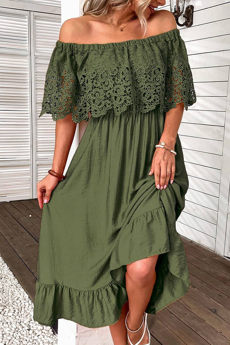 CWDMD00960_TEMPERAMENT COMMUTING LACE PATCHWORK DRESS