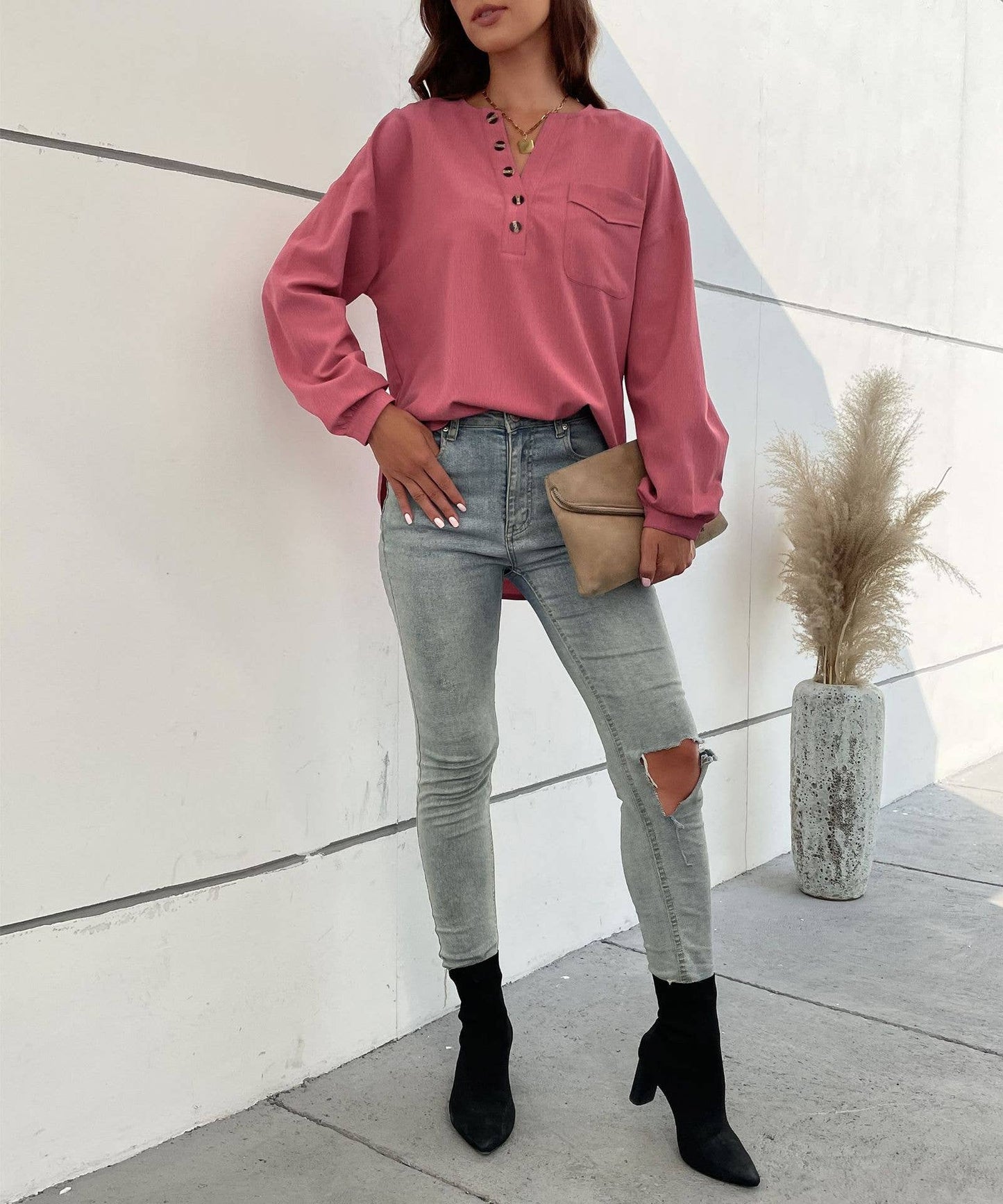 COMMUTER STYLE LONG SLEEVE DESIGN PULLOVER SHIRT