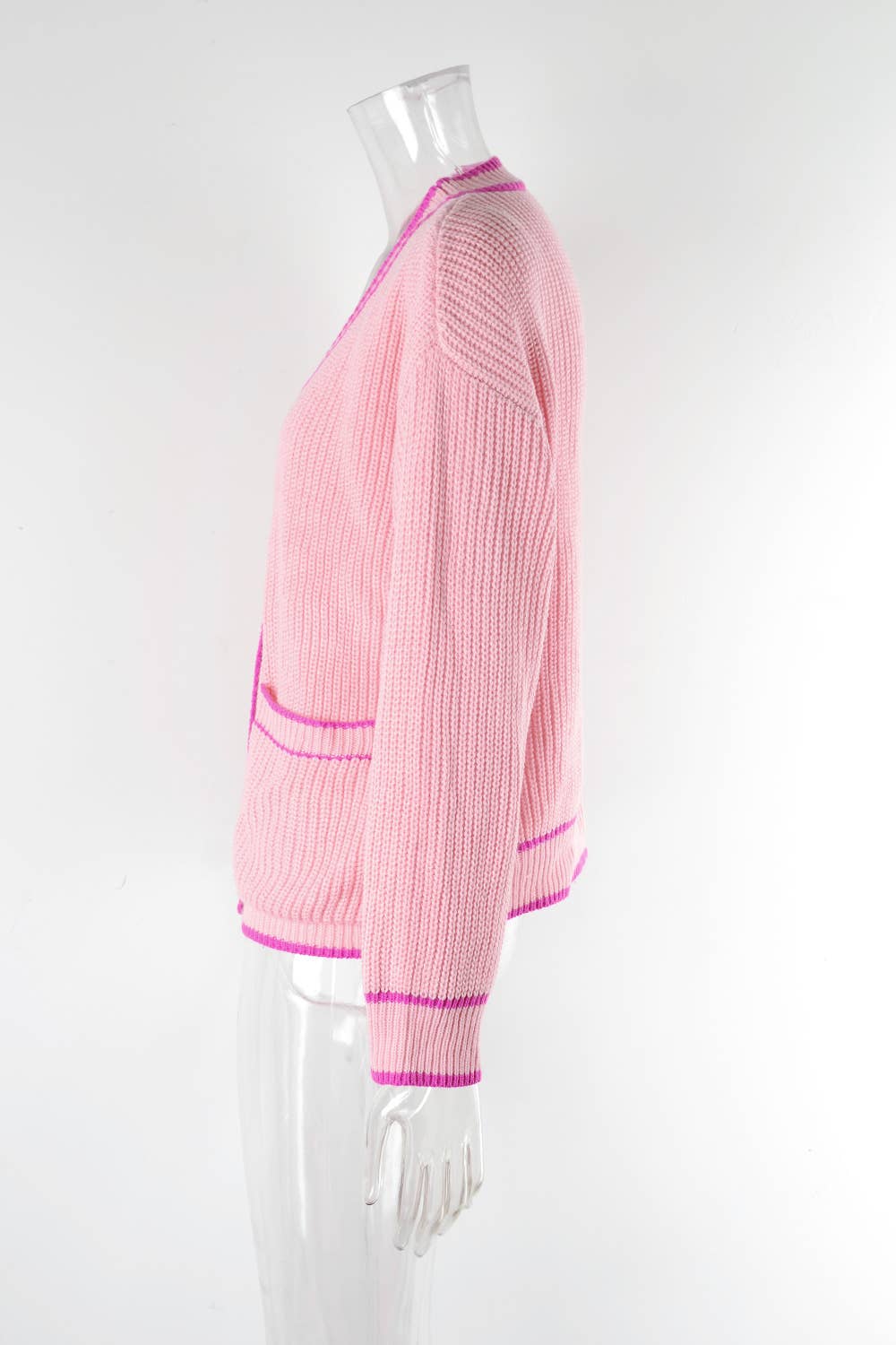 COLOR MATCHING POCKET COAT V-NECK SWEATER LADY