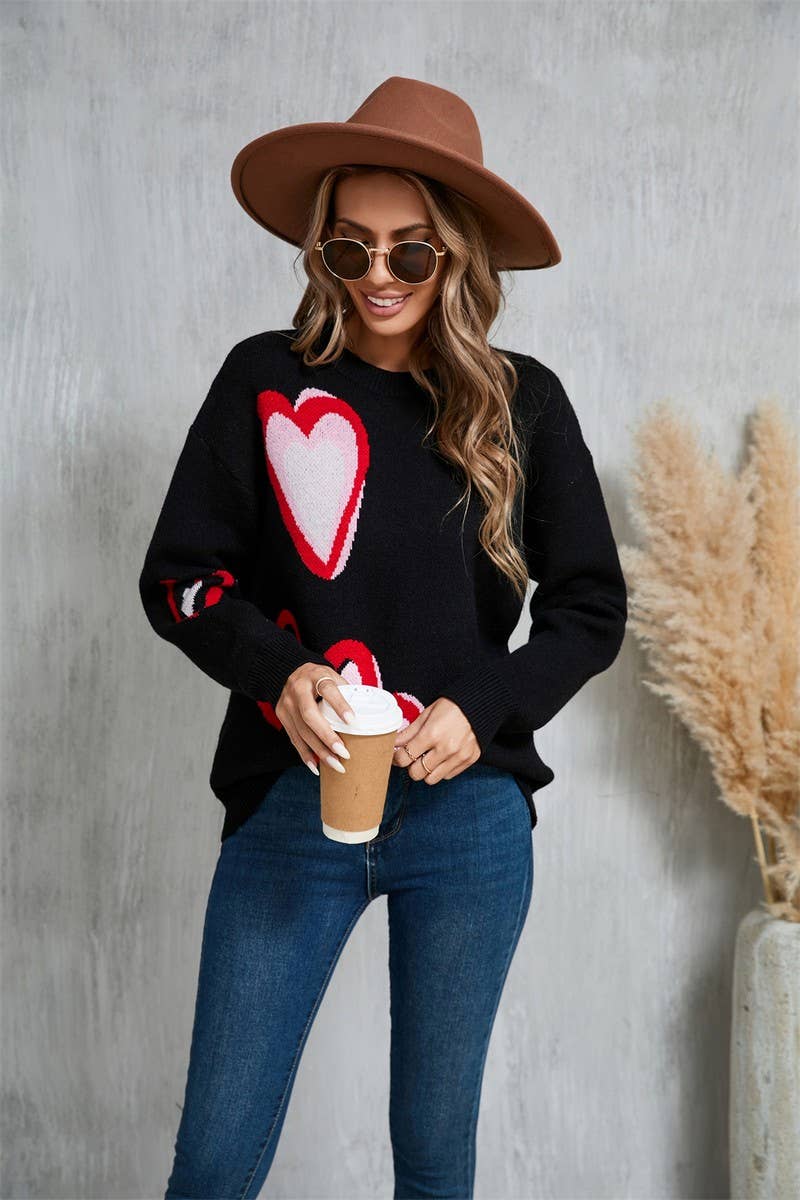 CWOSWL5781_VALENTINE'S DAY HEART PEACH SWEATER CARDIGAN