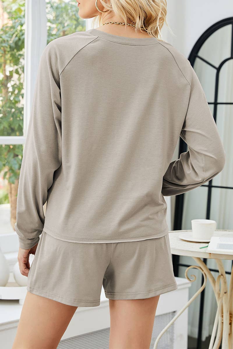 CWSS1173_LOOSE CREW NECK TOP AND WIDE LEG SHORTS SET