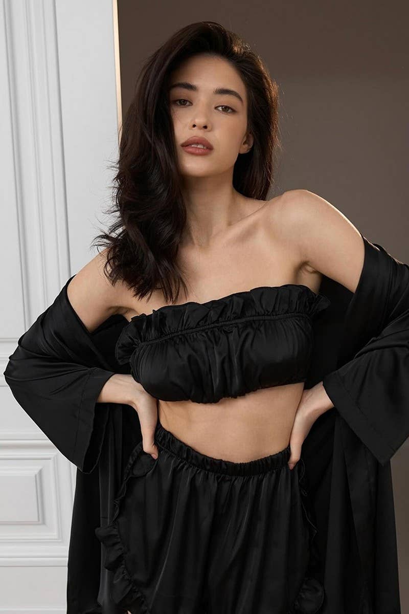 CWSPJ0271_SATIN LONG-SLEEVED BRA AND SHORTS PAJAMA SET