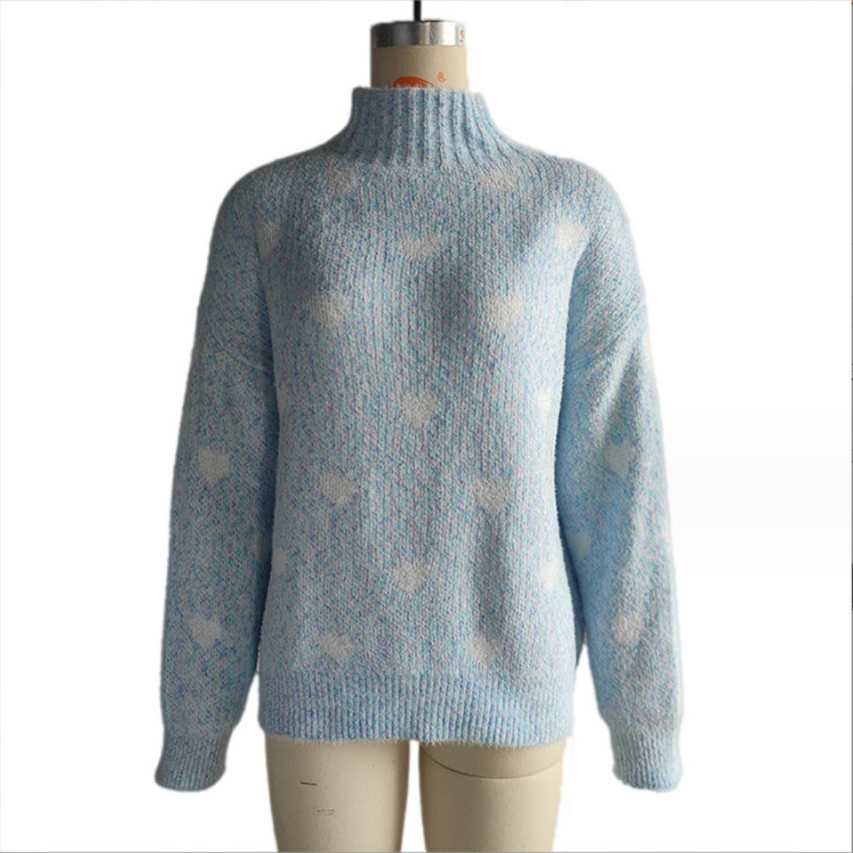 CHENILLE LOVE HALF TURTLENECK FASHION KNITWEAR