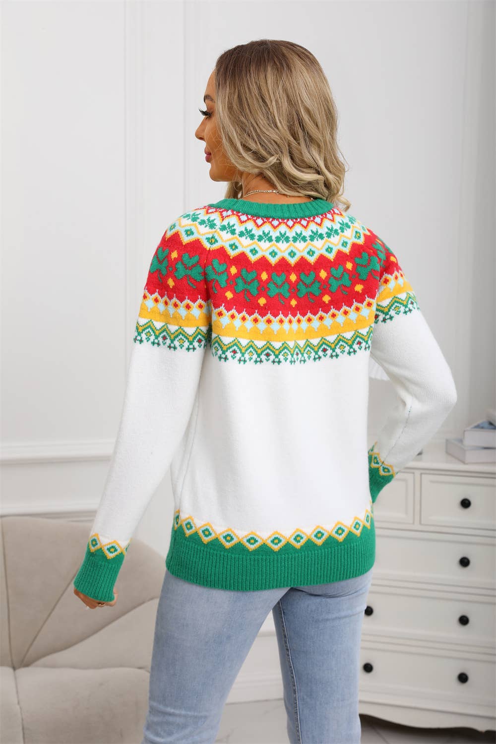 Christmas jacquard round-neck pullover sweater