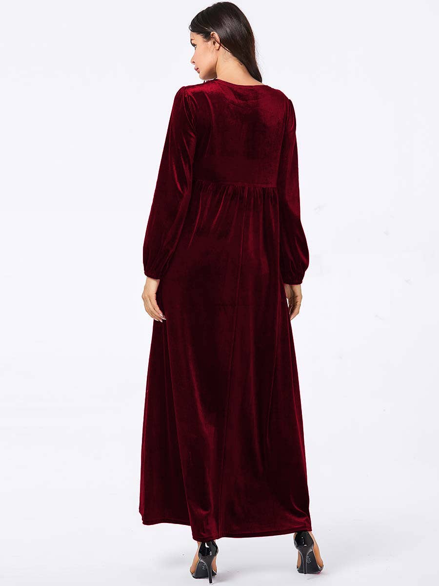 Fashionable round-neck velvet loose dress