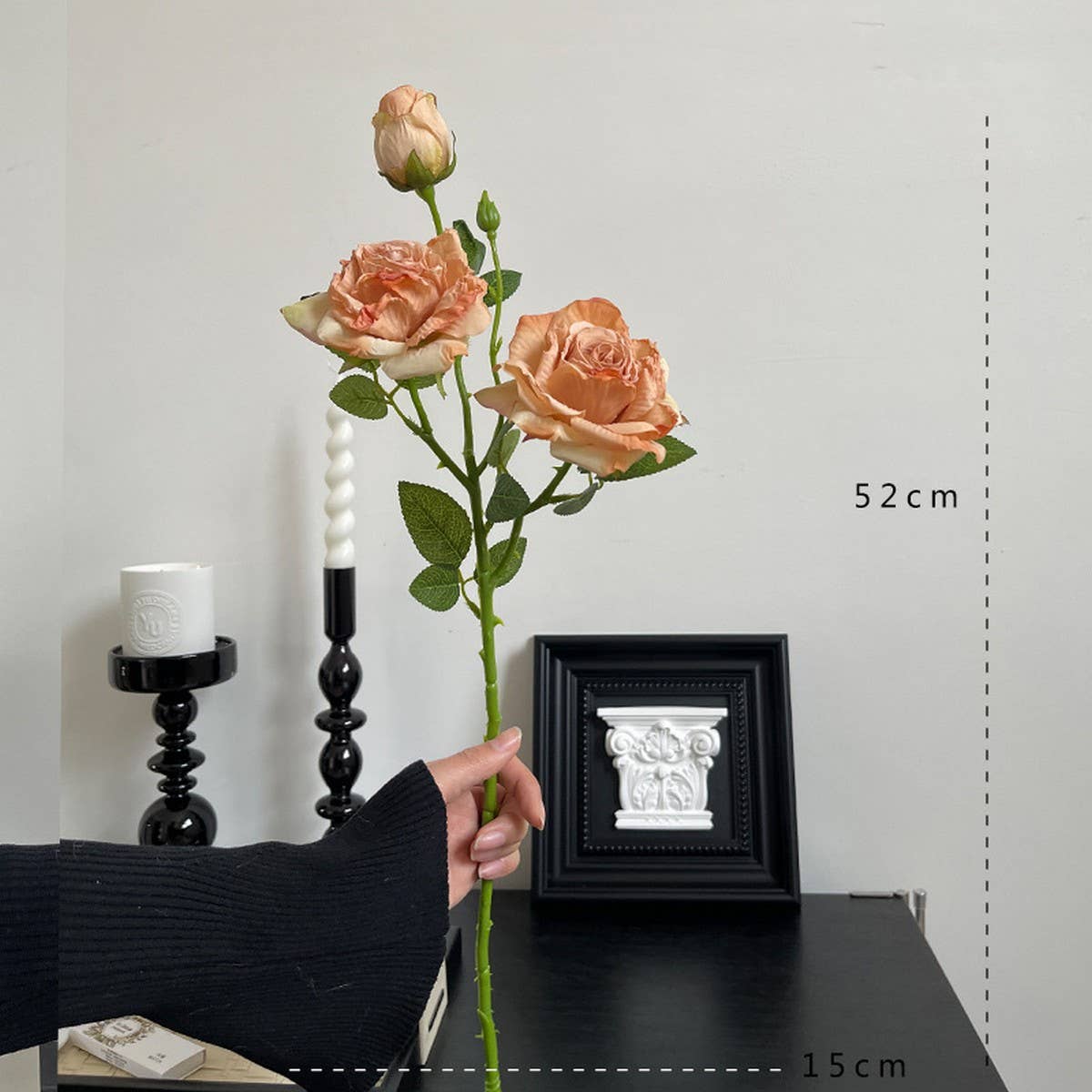 Vintage Dried-Look 3-Head Artificial Roses