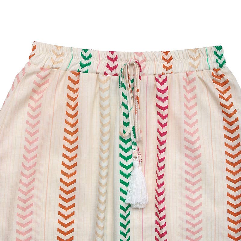 Boho Colorblock Printed Elastic Waist Skirt