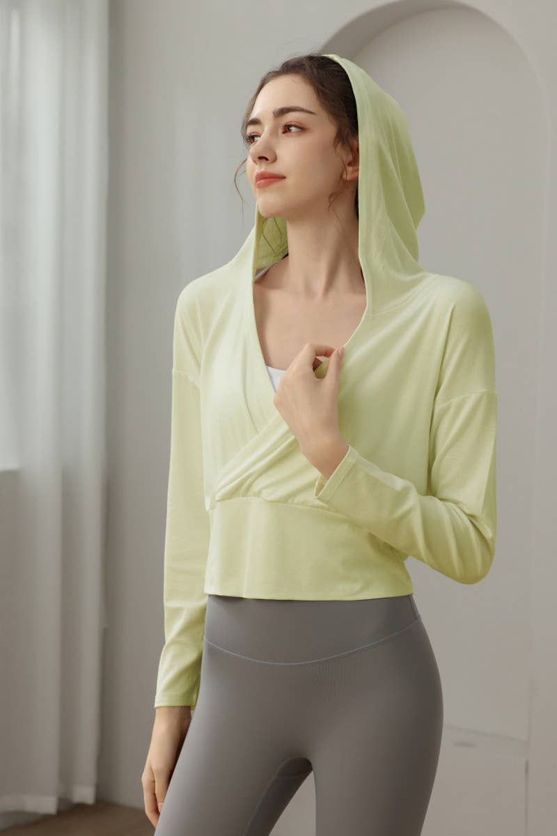 CWTBLL3629_NEW STYLE SPORTS LOOSE YOGA JACKET HOODED TOP