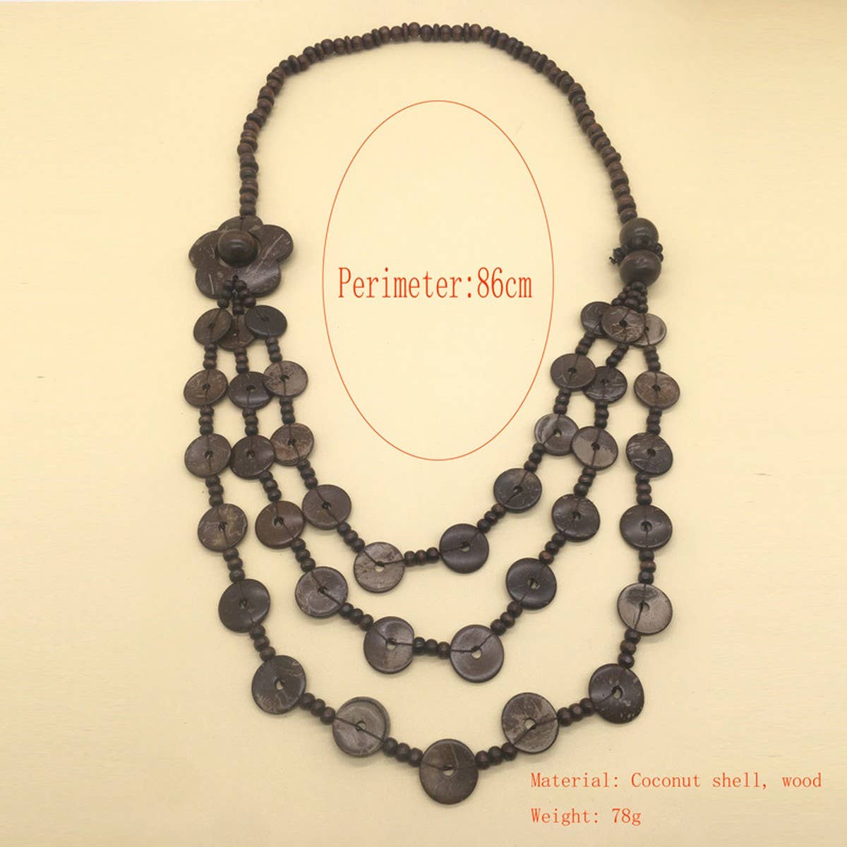 COCONUT SHELL FLOWER MULTI-LAYER BEADED NECKLACE