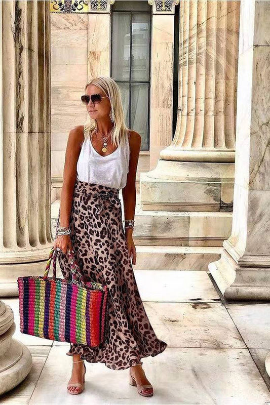 CWBLS0625_SPRING AND SUMMER LEOPARD PRINT BELT SWING SKIRT