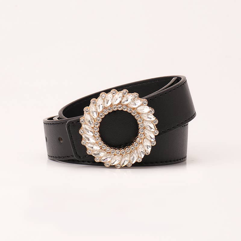 Fashionable round-button rhinestone belt