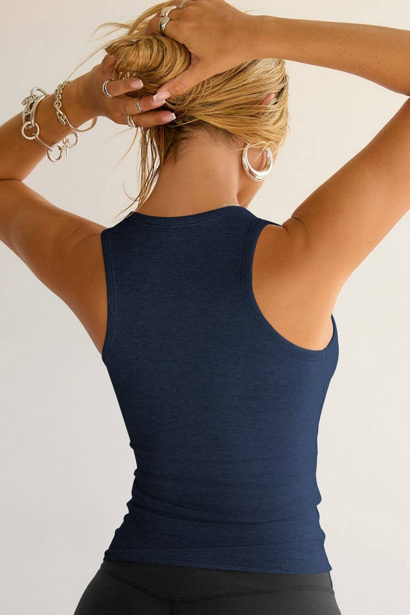 CWTTK0925_FASHIONABLE U-NECK SOLID COLOR YOGA TANK TOP