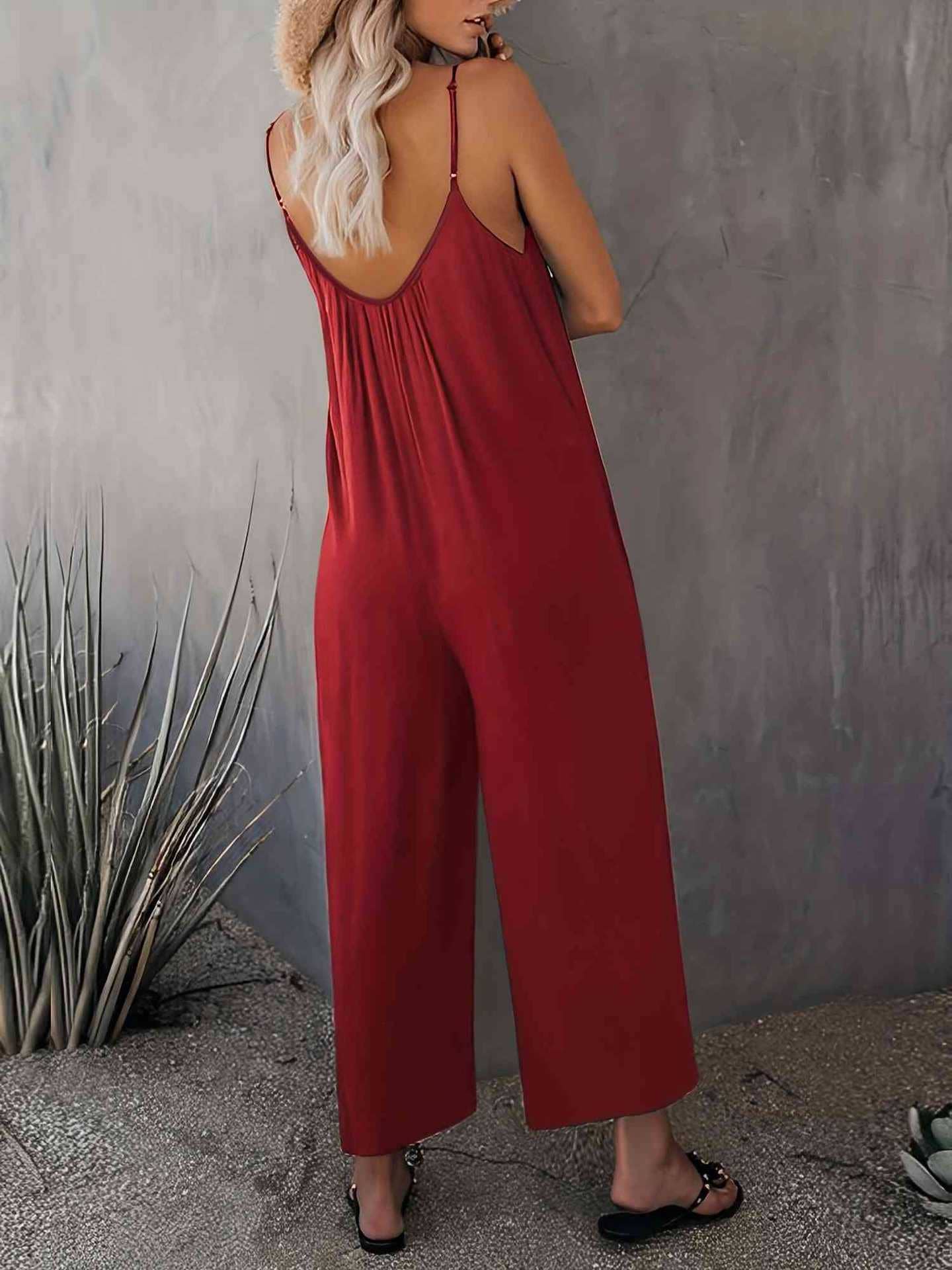 Baggy solid color straight-leg rompers Jumpsuit