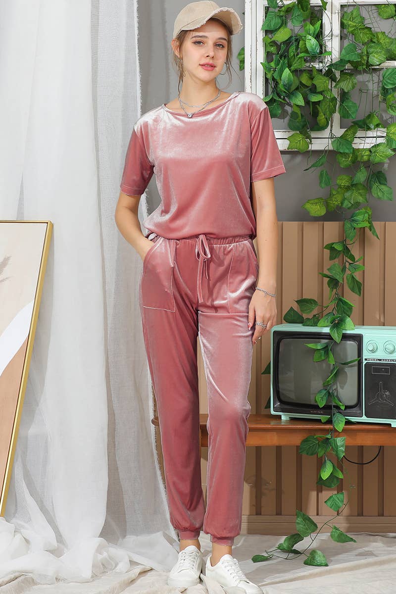 CWTTS679_Velour Crewneck Short Sleeve Casual Pullover Shirts