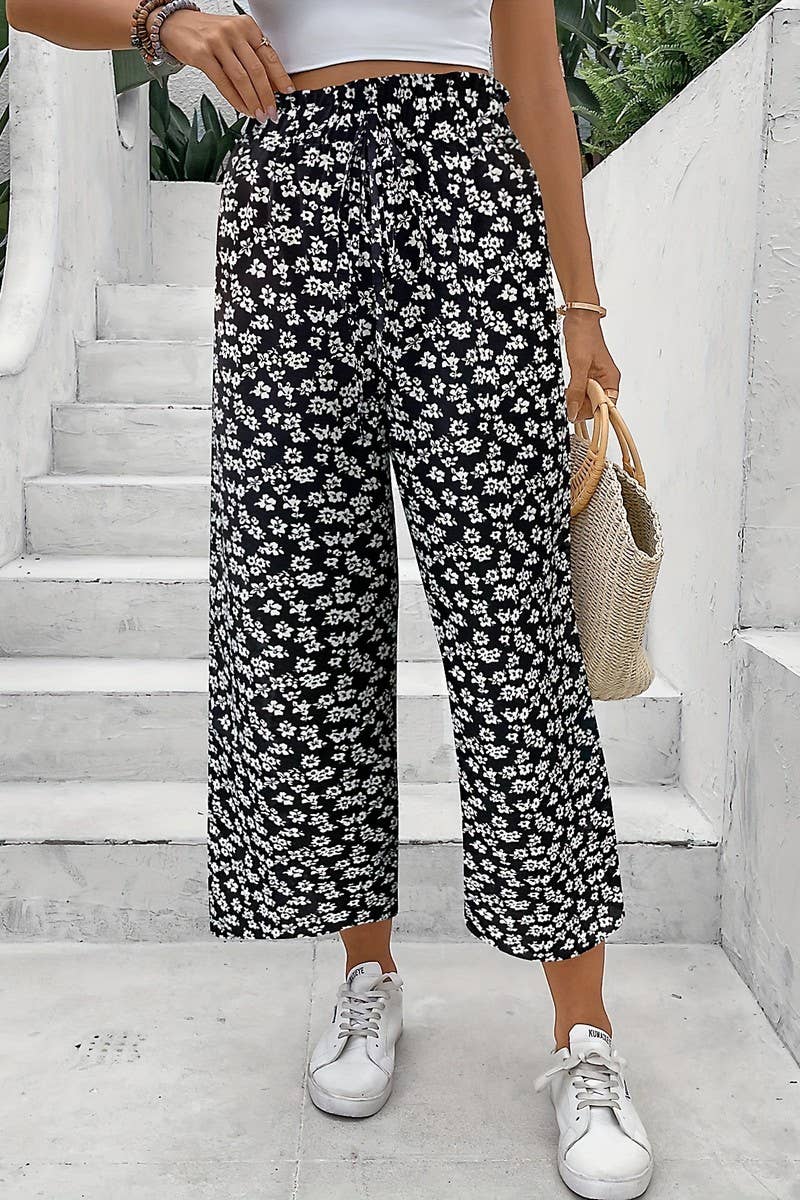 CWBLP2078_HIGH WAIST LOOSE FIT SLIM STRIPED WIDE LEG PANTS