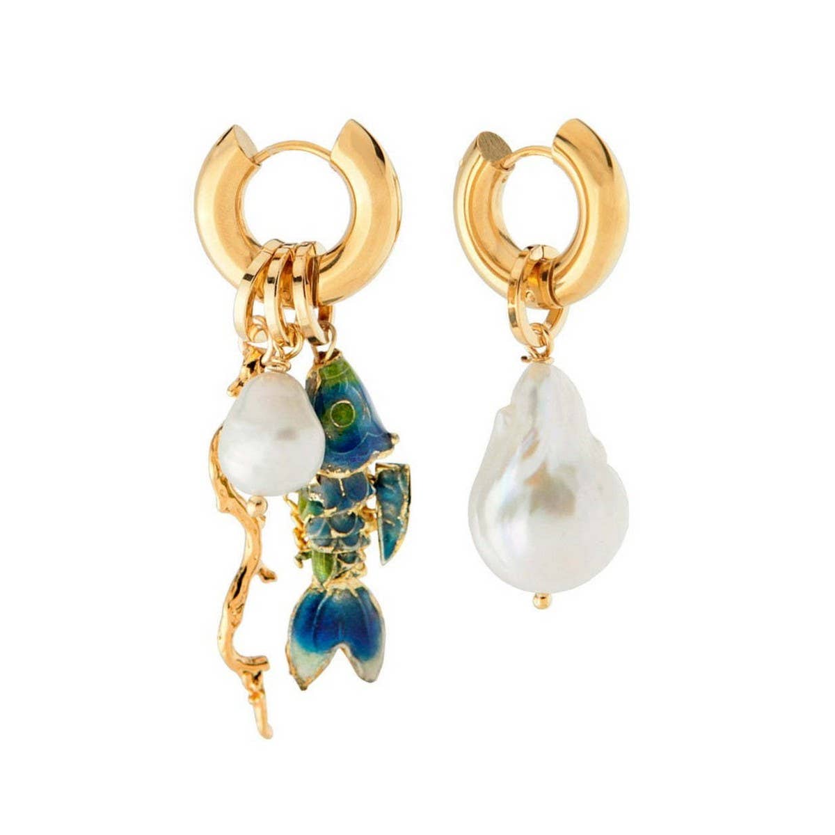 Ocean Coral Fish Shell Earrings Stainless Steel_CWAJE4981