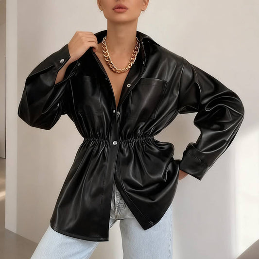 Fashionable single-breasted cinched-waist jacket