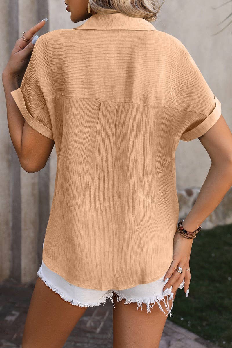 CWTSTS0431_CASUAL PLEATED SHIRT WITH SHORT SLEEVE POCKET