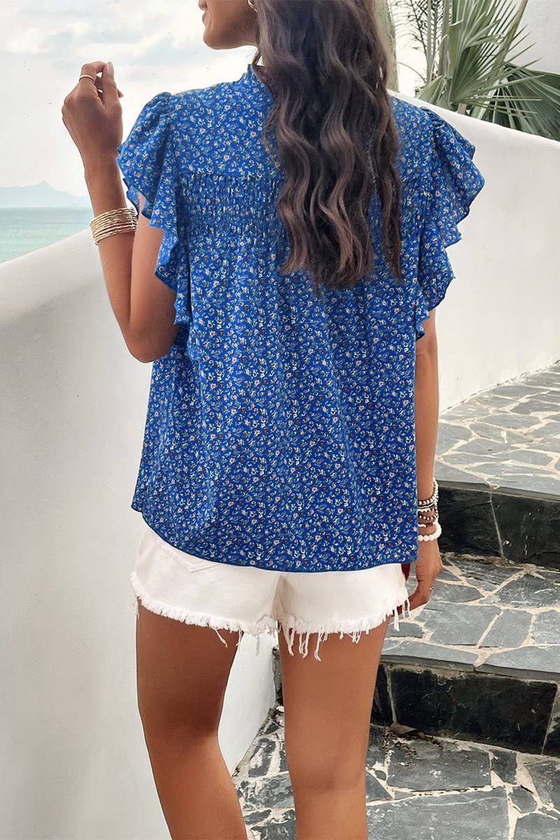 CWTBLSL0065_Round Neck Floral Ruffle Sleeveless Top