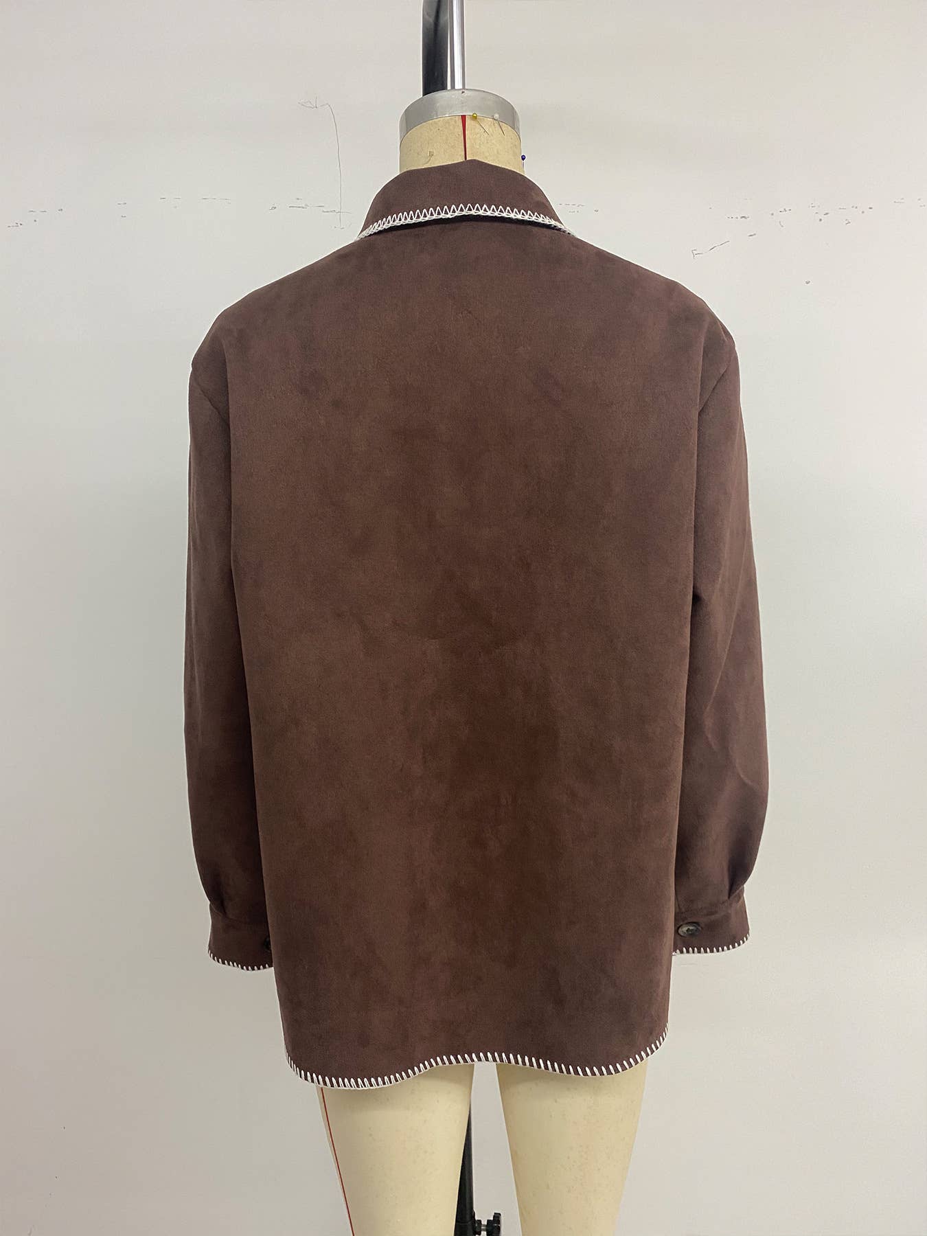 Casual fringed color-blocked lapel loose shirt