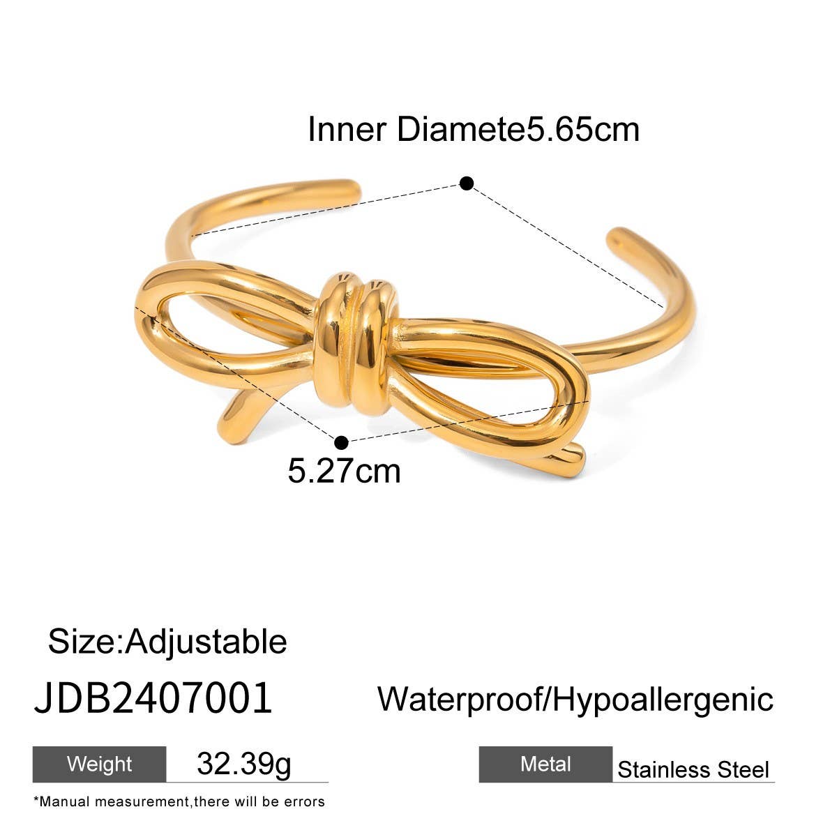 Elegant Titanium Steel Bow Open Bracelet, Plated