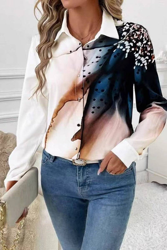 CWTBLL3872_FASHION PRINTED LONG SLEEVE BLOUSE